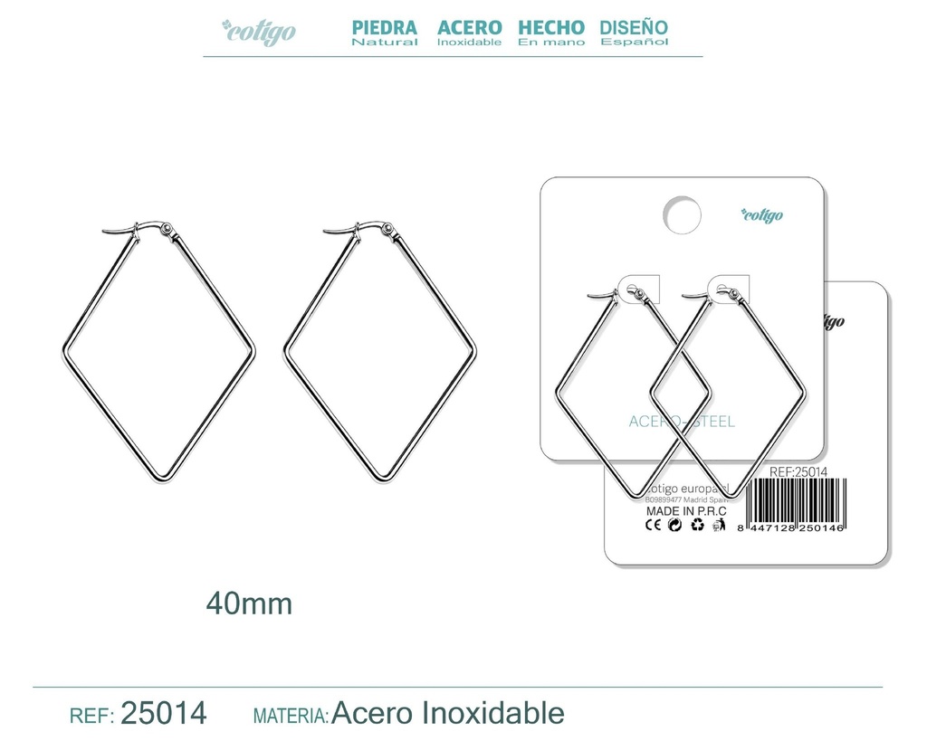 Aro de acero plateado de 40 mm - Joyería y accesorios de moda