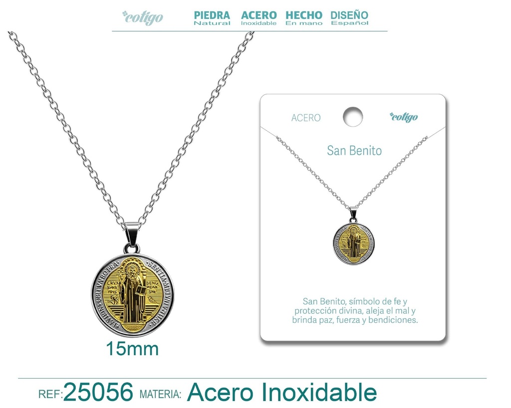 Colgante de San Benito de acero inoxidable - Joyas religiosas y colgantes