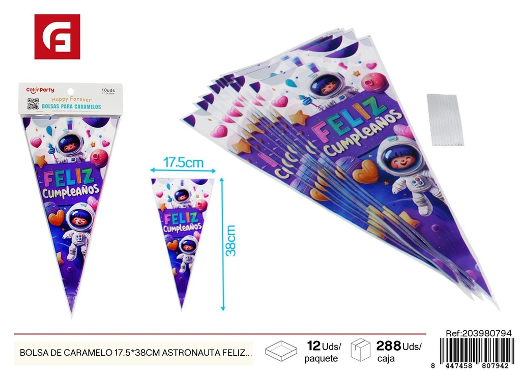 Bolsa de caramelo con diseño de astronauta, 10 piezas 17.5*38 cm - Accesorios de fiesta