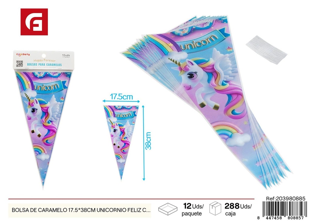 Bolsa de caramelo con diseño de unicornio, 10 piezas 17.5*38 cm - Accesorios de fiesta