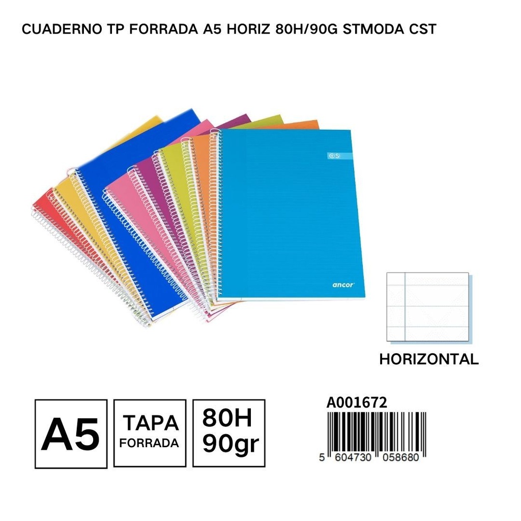 Cuaderno EXTRADURA horizontal A5 80 páginas 90g - Cuaderno resistente para escuela