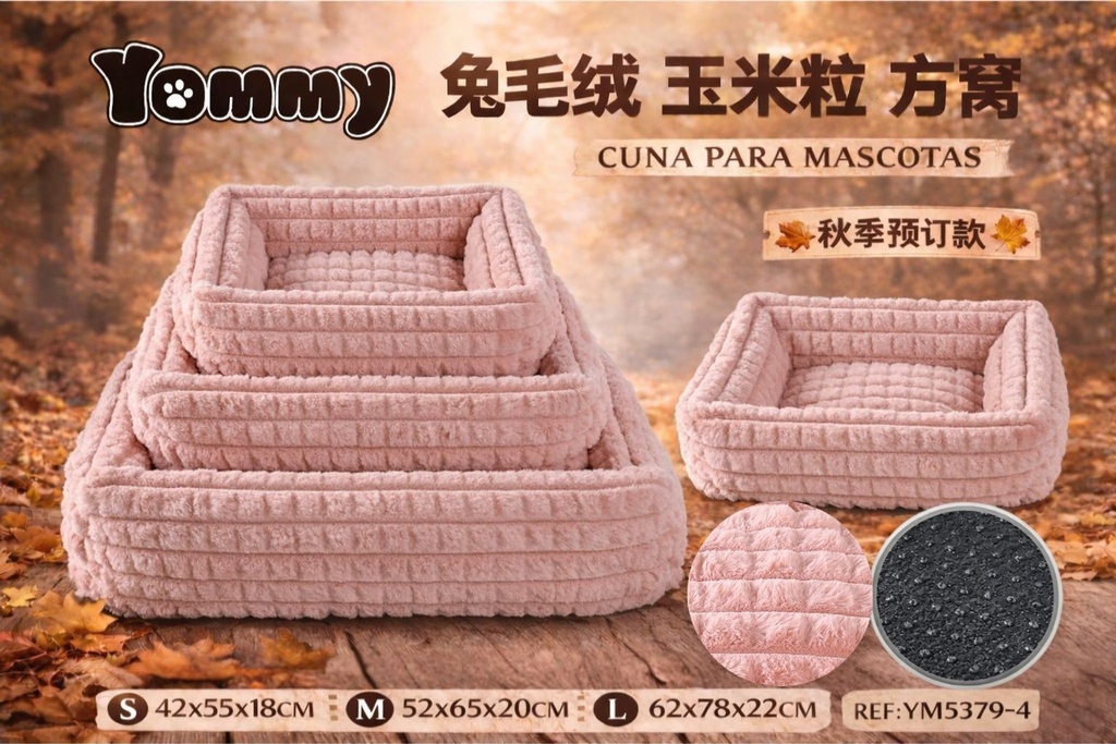 Cuna de perro de felpa color rosa - Accesorios de cama para mascotas