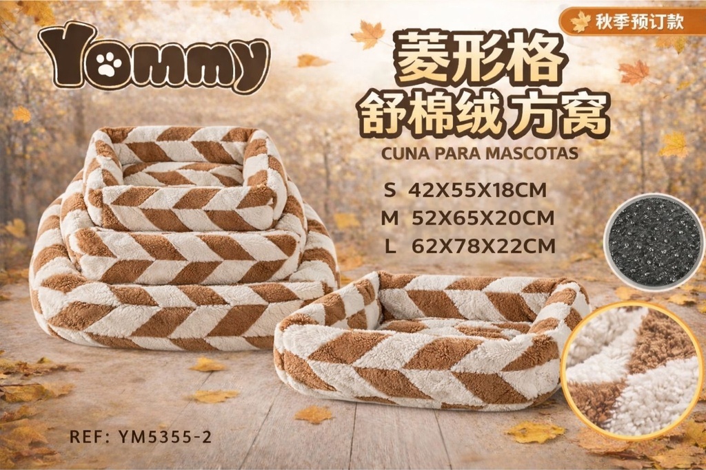 Cuna de perro de terciopelo color marrón - Accesorios de cama para mascotas