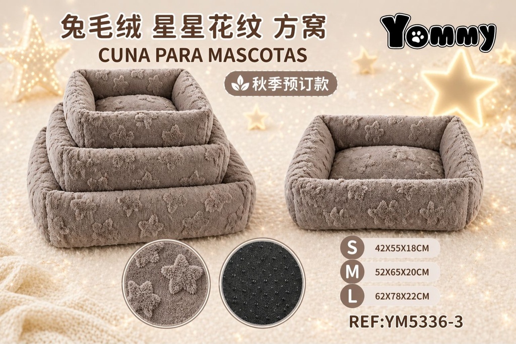 Cuna de perro de felpa color marrón con forma de cuadro - Accesorios de cama para mascotas