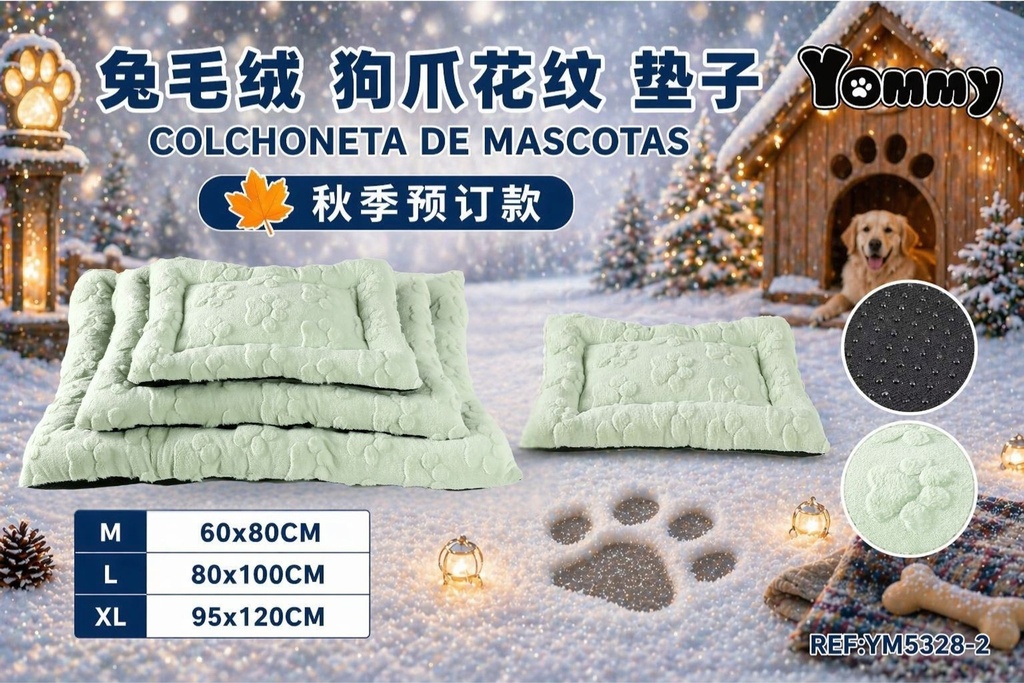 Colchoneta de perro de pelaje con huellas - Accesorios de cama para mascotas