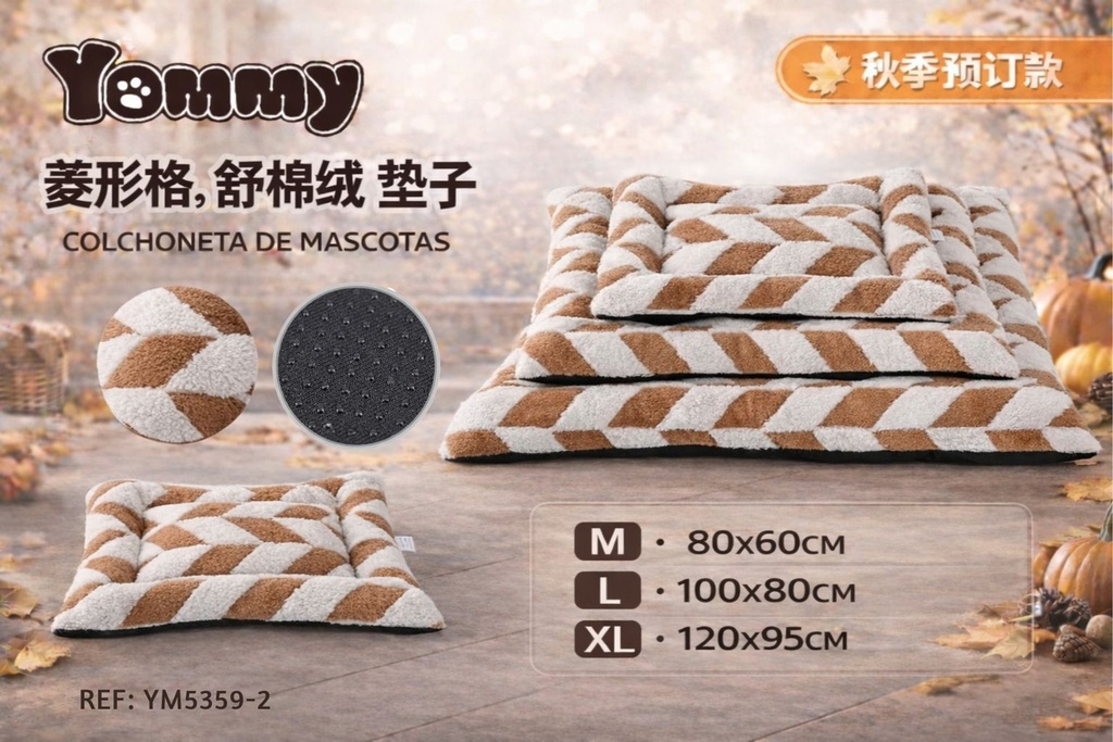 Colchoneta de perro de terciopelo color marrón - Accesorios de cama para mascotas