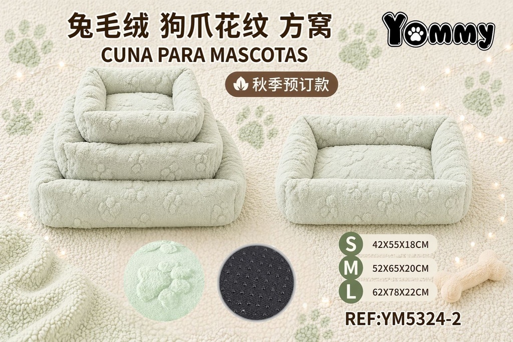 Cuna de perro de diseño de patas de conejo en color verde - Accesorios para mascotas