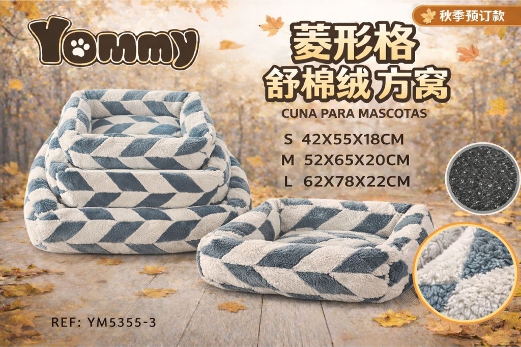 Cuna de perro de felpa de diseño a rayas en verde - Accesorios para mascotas