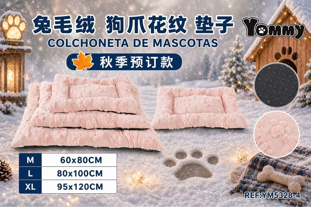 Colchoneta de perro de pelaje en color rosa - Accesorios para mascotas