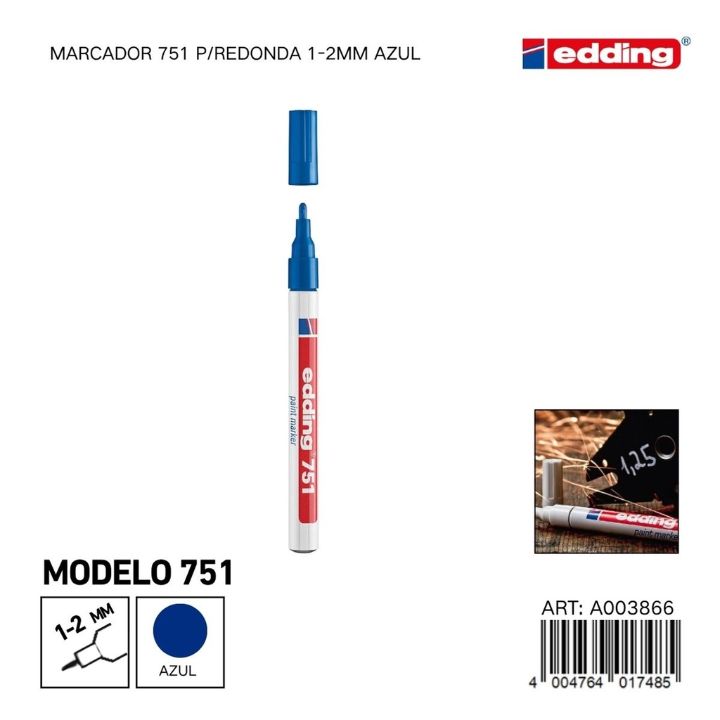EDDING marcador 751 p/redonda 1-2mm azul sin traspaso - Material de oficina