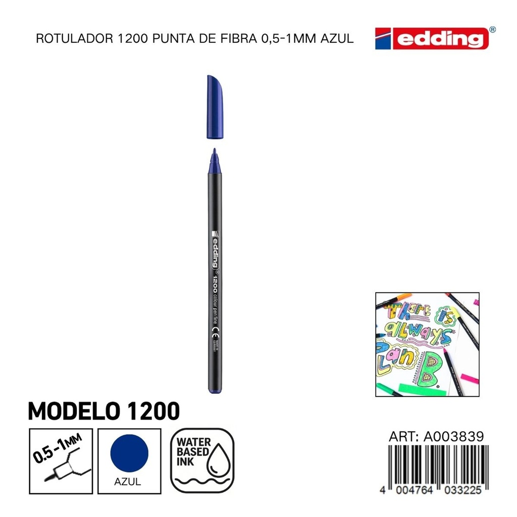 EDDING rotulador 1200 punta de fibra 0.5-1mm azul - Material de oficina