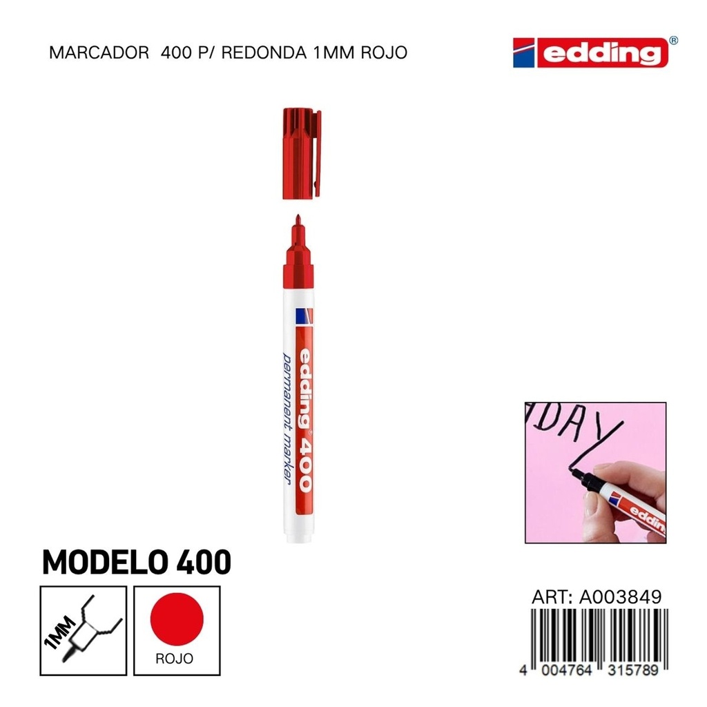 EDDING marcador 400 p/redonda 1mm rojo - Material de oficina