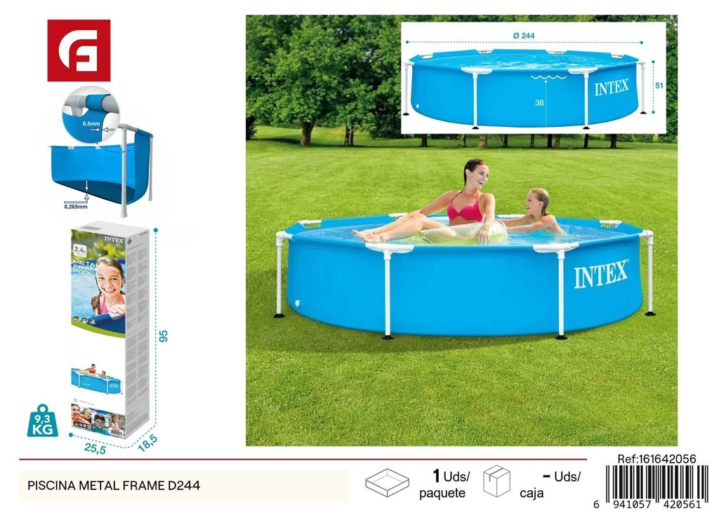 Piscina marco metálico D244 - Equipamiento de verano y entretenimiento acuático