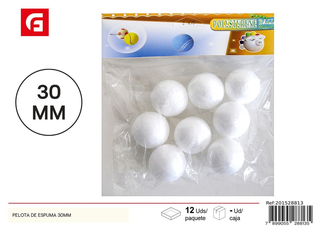 Pelota de espuma 30 mm - Manualidades y juguetes de espuma