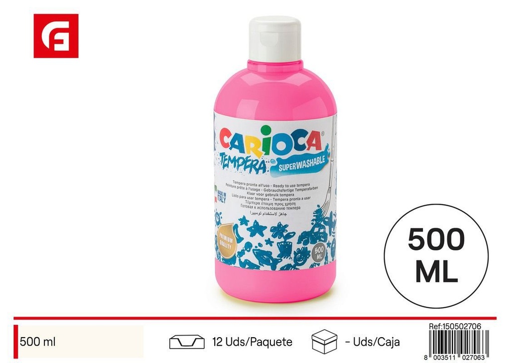 Tempera rosa 500ml - Materiales artísticos y pinturas