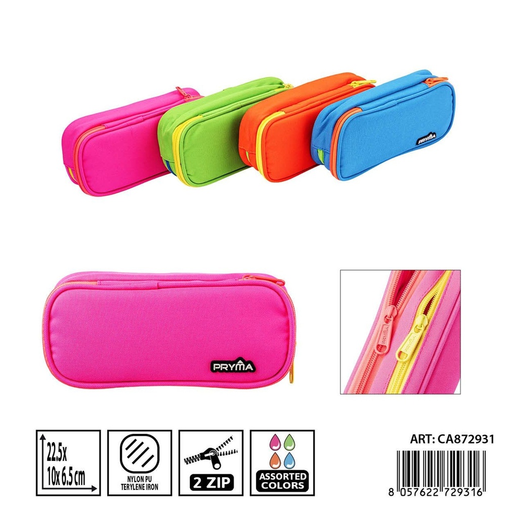Estuche cremallera PRYMA dual 22.5x10x6.5 cm - Estuches y mochilas