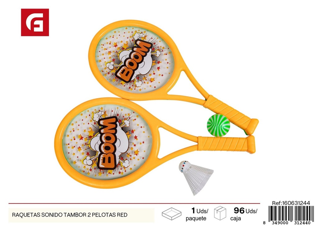 Raquetas de ping-pong con sonido de tambor y 2 pelotas - Juguetes de deportes