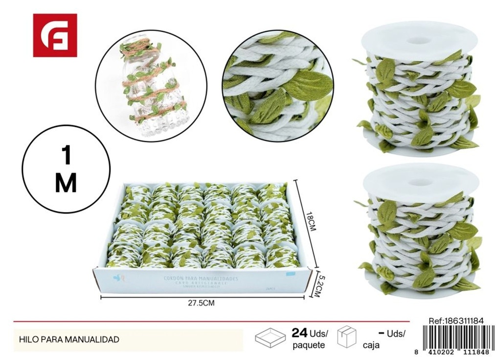 Hilo de yute encerado blanco 1M - Accesorios de costura y manualidades