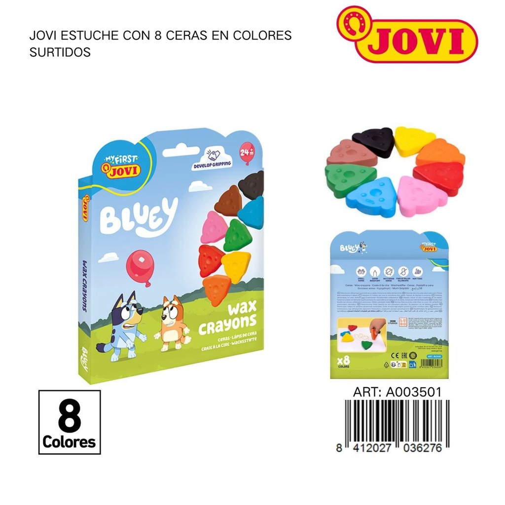 Ceras de colores Jovi 8 unidades - Material de manualidades y arte