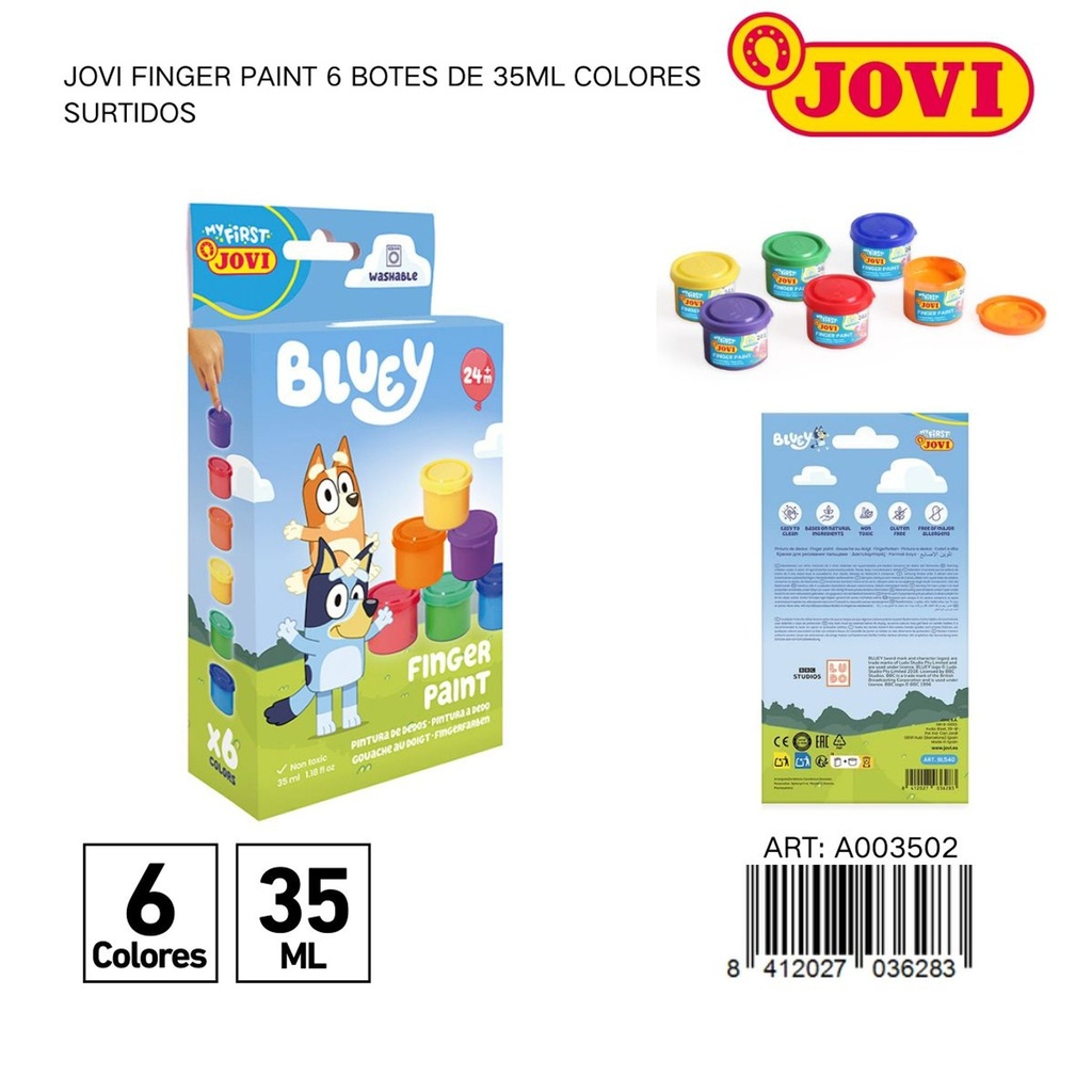 Pintura de dedos Jovi 6 botes 35ml - Material de manualidades y arte