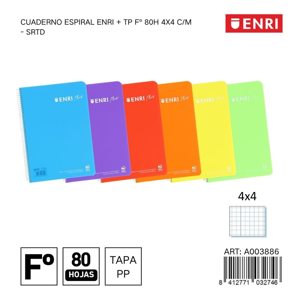 Cuaderno Enri 4x4 pastel 5 unidades - Papelería y material escolar