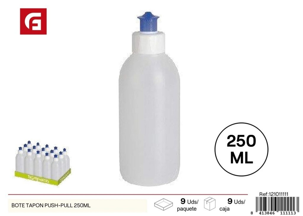 Bote tapón push-pull 250 ml - Envase práctico para líquidos