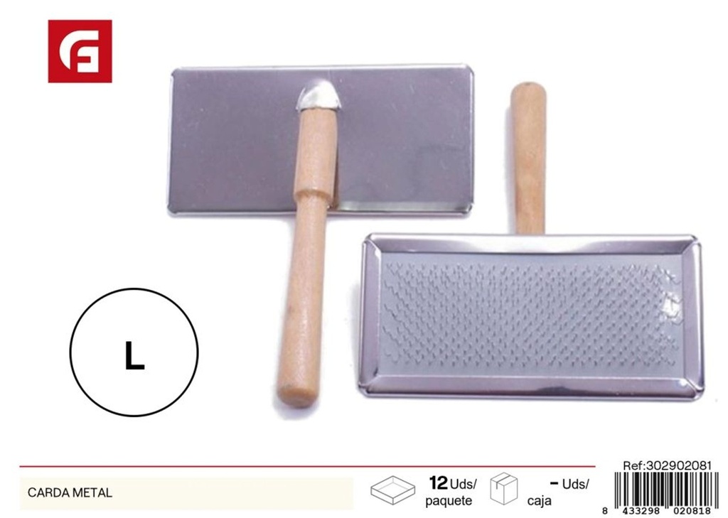 Carda metálica con mango de madera - Accesorios de belleza para mascotas