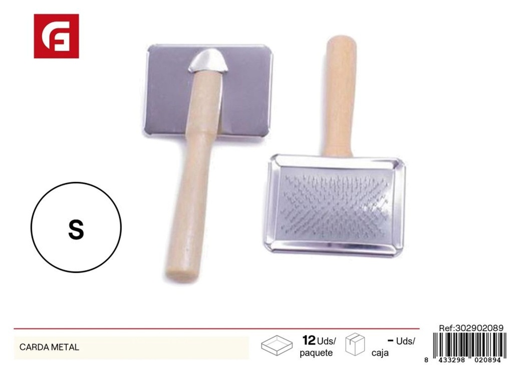 Carda metálica con mango de madera - Accesorios de belleza para mascotas