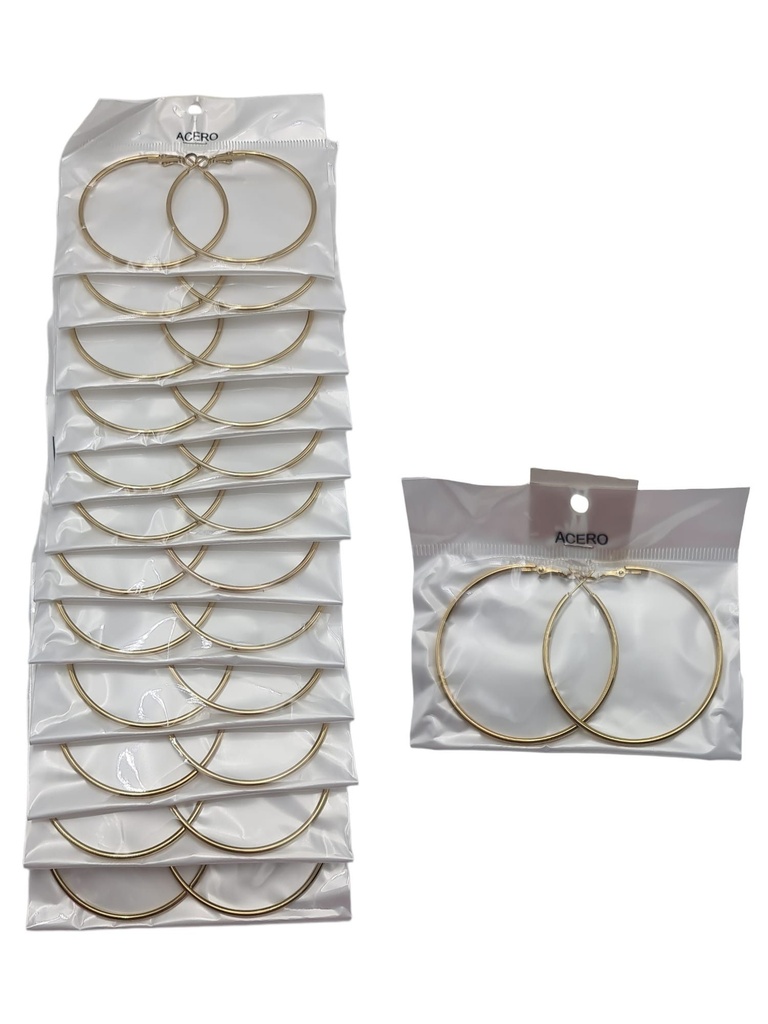 Pendientes aros oro 5 cm acero 12/p - Bisutería y joyas