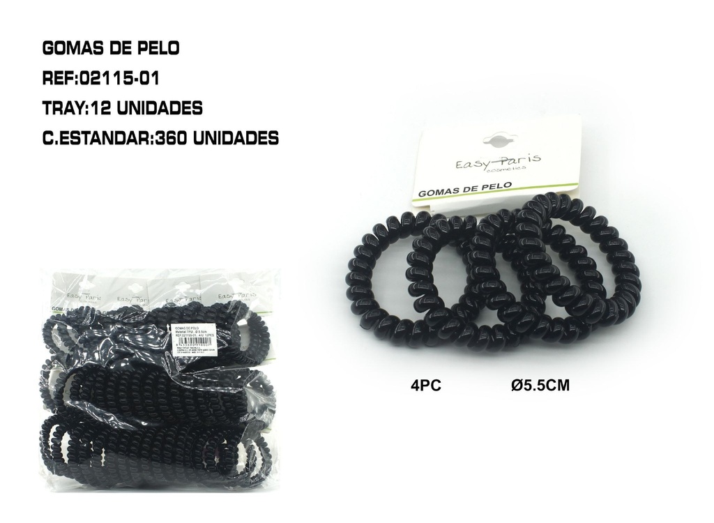Coletero de cable 5.5 cm 12/u - Accesorios para el cabello y coleteros