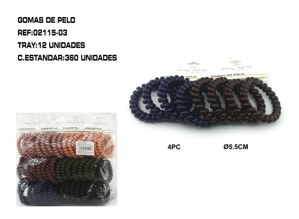 Coletero de cable 5.5 cm 12/u - Accesorios para el cabello y coleteros