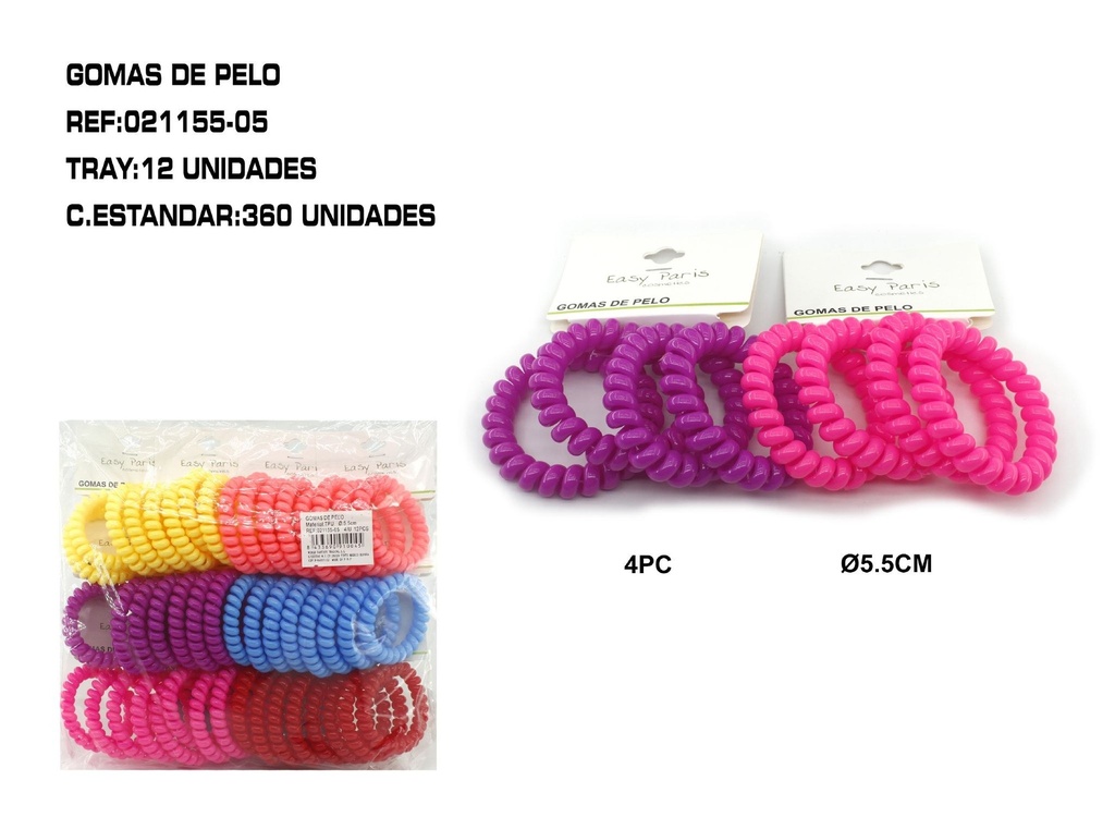 Coletero de cable 5.5 cm 12/u - Accesorios para el cabello y coleteros