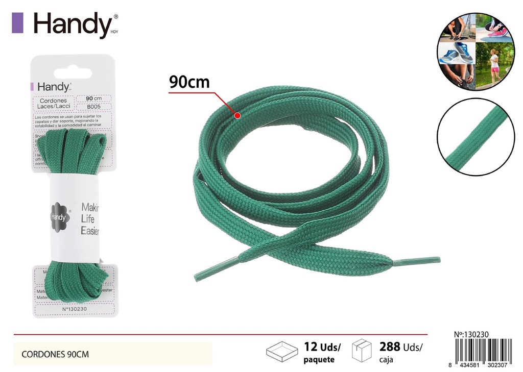 Cordones planas verde pasto de 90 cm - Accesorios para calzado