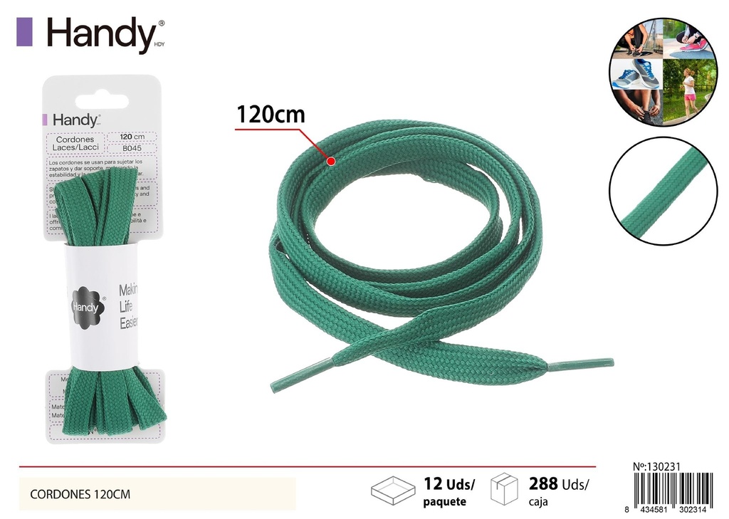 Cordones planas verde pasto de 120 cm - Accesorios para calzado