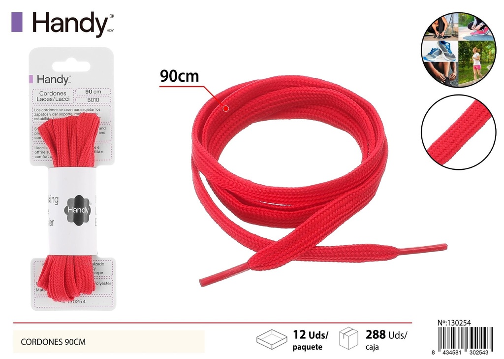 Cordones planas rojas de 90 cm - Accesorios para calzado
