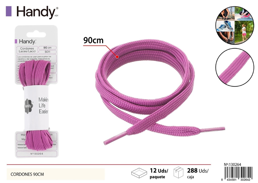 Cordones planas lilas de 90 cm - Accesorios para calzado