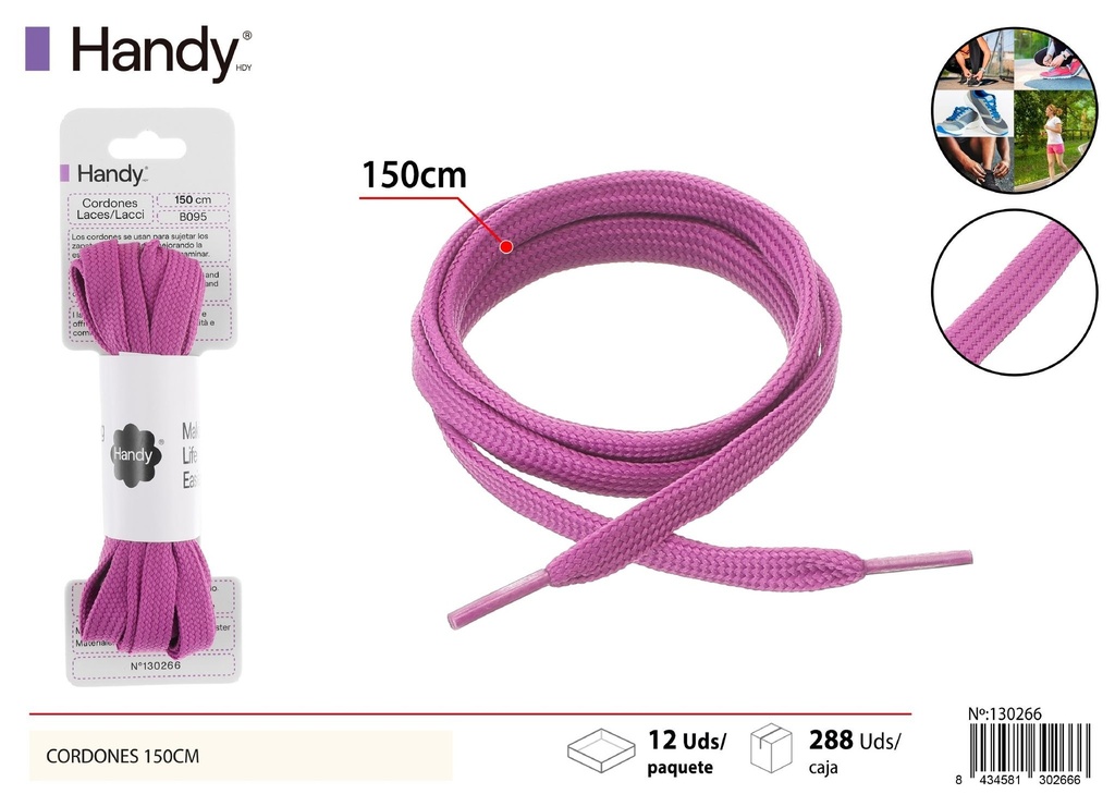 Cordones planas lilas de 150 cm - Accesorios para calzado