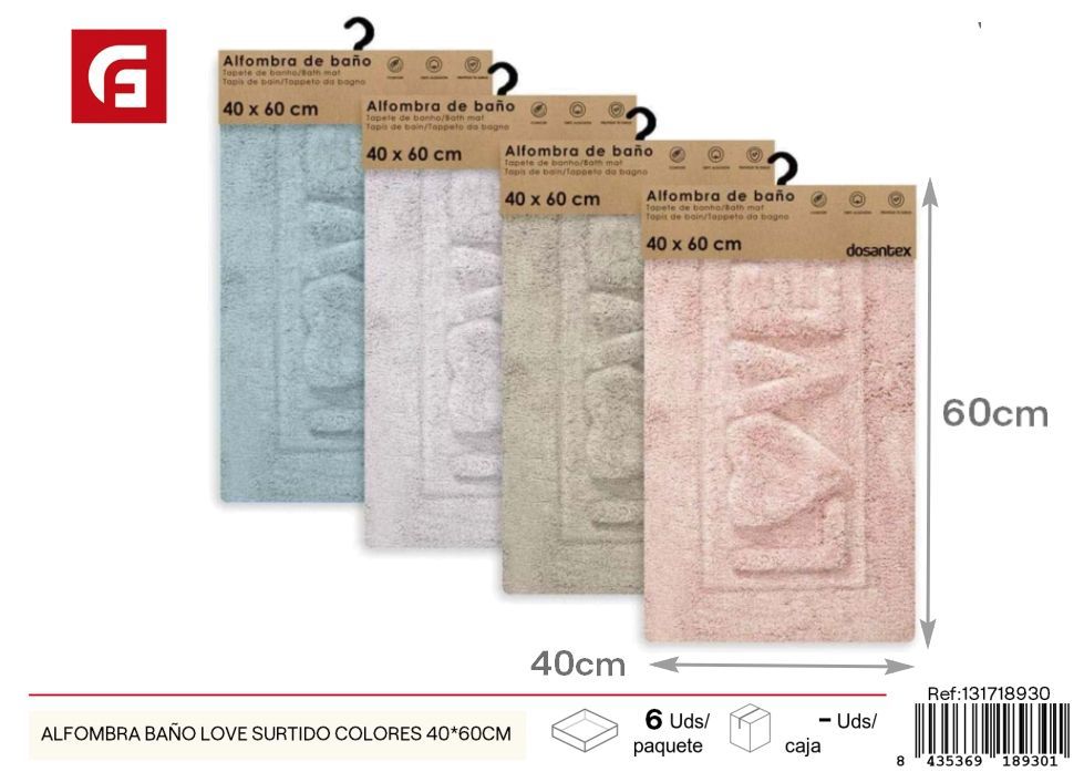 Alfombra de baño Love surtido colores 40*60 cm - Alfombras de baño