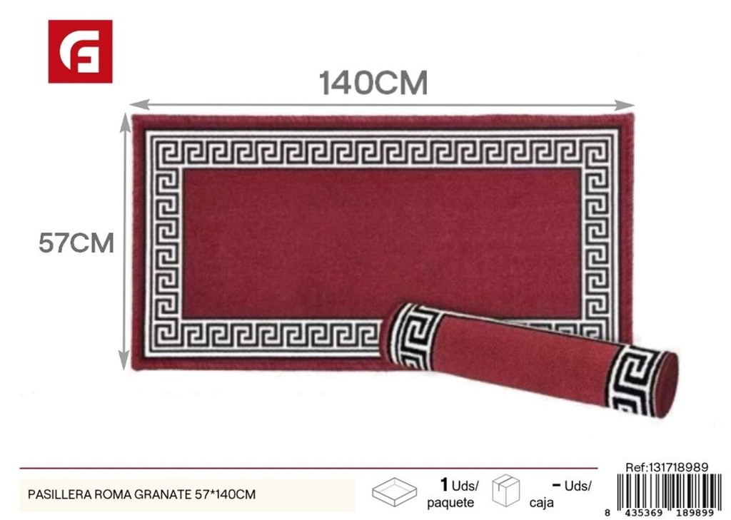 Pasillera Roma granate 57x140 cm - Alfombras decorativas y textiles para el hogar
