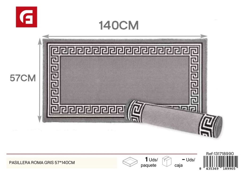 Pasillera Roma gris 57x140 cm - Alfombras decorativas y textiles para el hogar