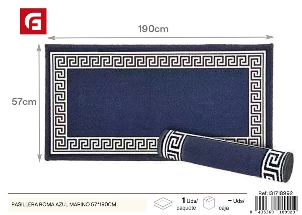 Pasillera Roma azul marino 57x190 cm - Alfombras decorativas y textiles para el hogar