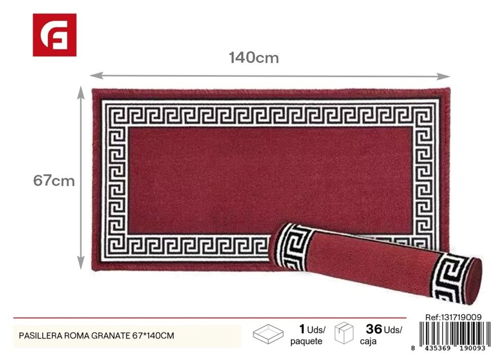 Pasillera Roma granate 67x140 cm - Alfombras decorativas y textiles para el hogar