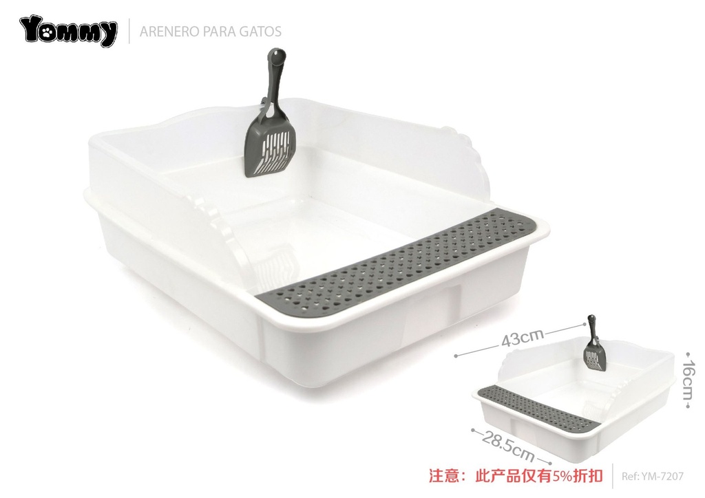 Arenero abierto blanco 43x28.5x16 cm - Higiene para gatos