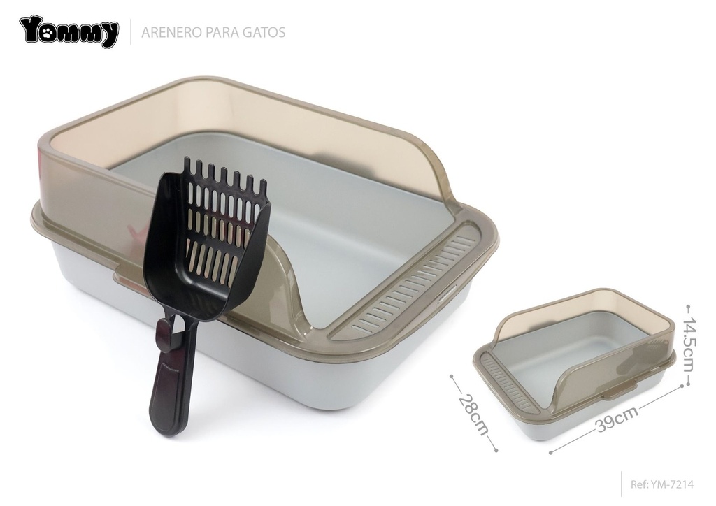 Arenero gris 39x28x14.5 cm - Higiene para gatos