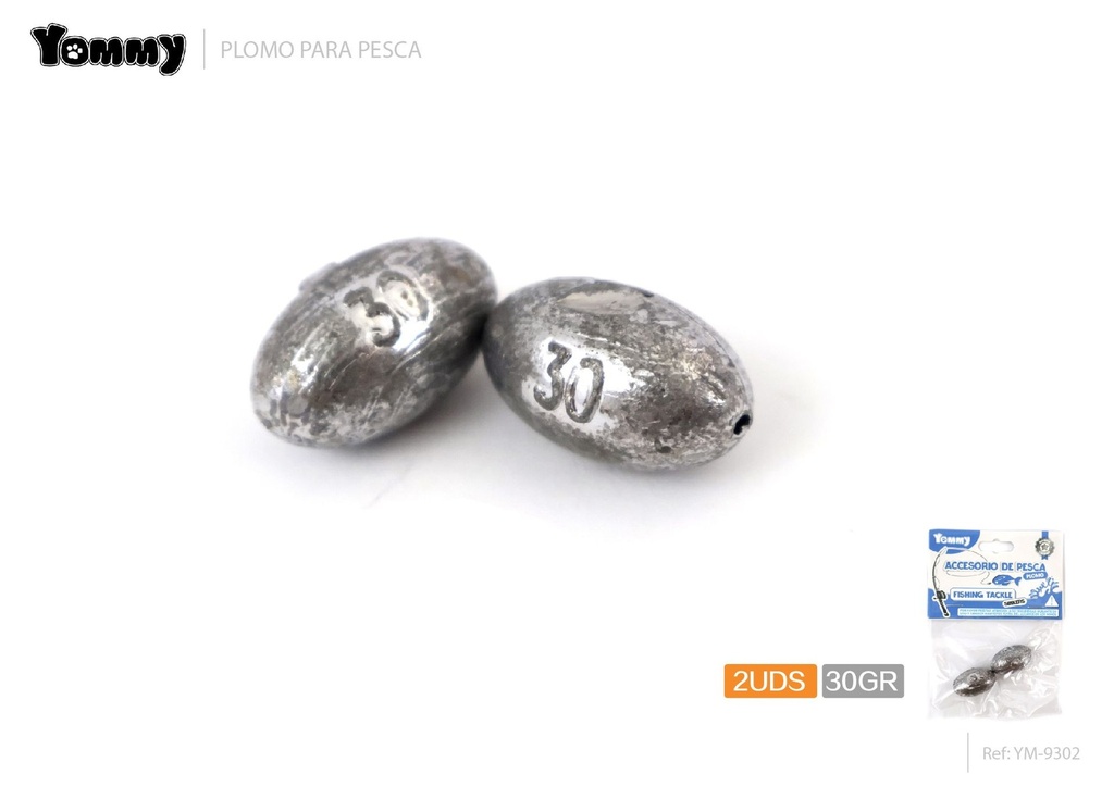 Plomo de aleación ovalada para pesca 2pcs 30g - Accesorios de pesca versátiles