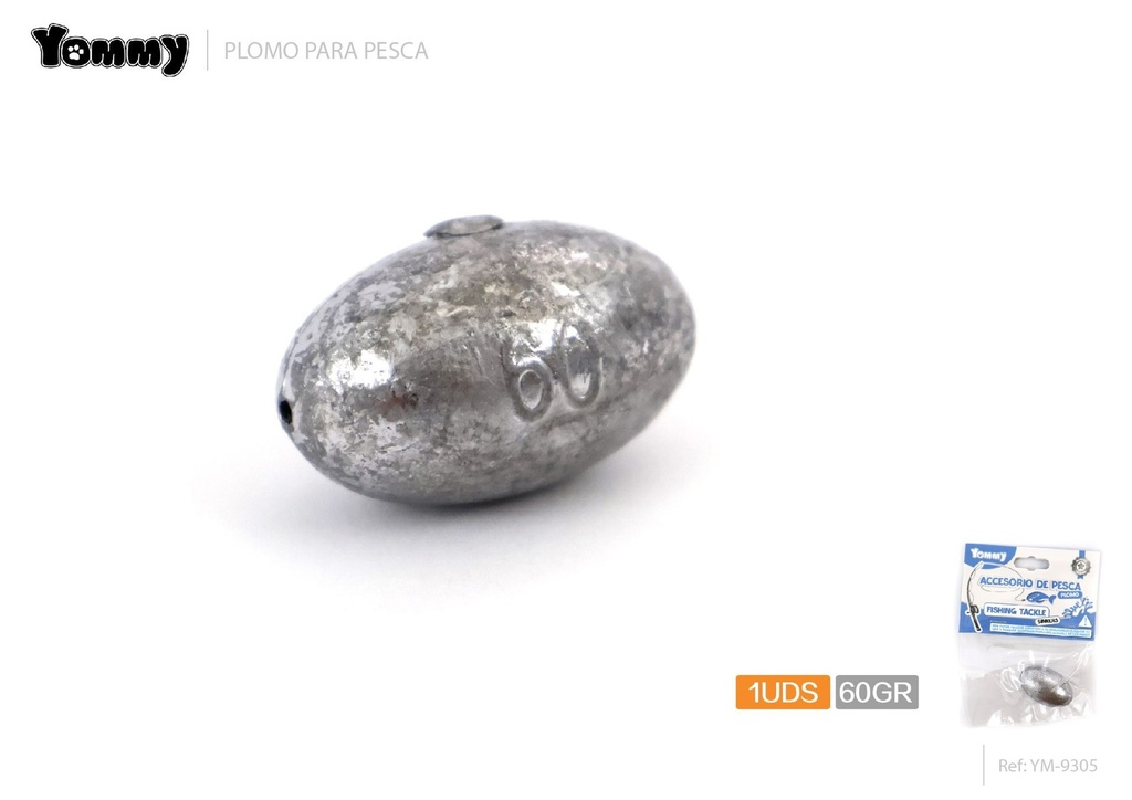 Plomo de aleación ovalada para pesca 1pc 60g - Accesorios para el pescador