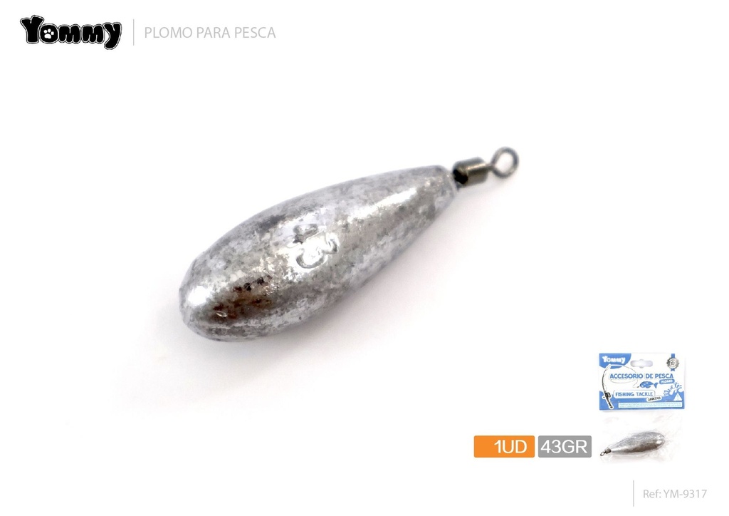 Plomo con anillo giratorio 1pc 43g para pesca - Equipos esenciales para pescadores
