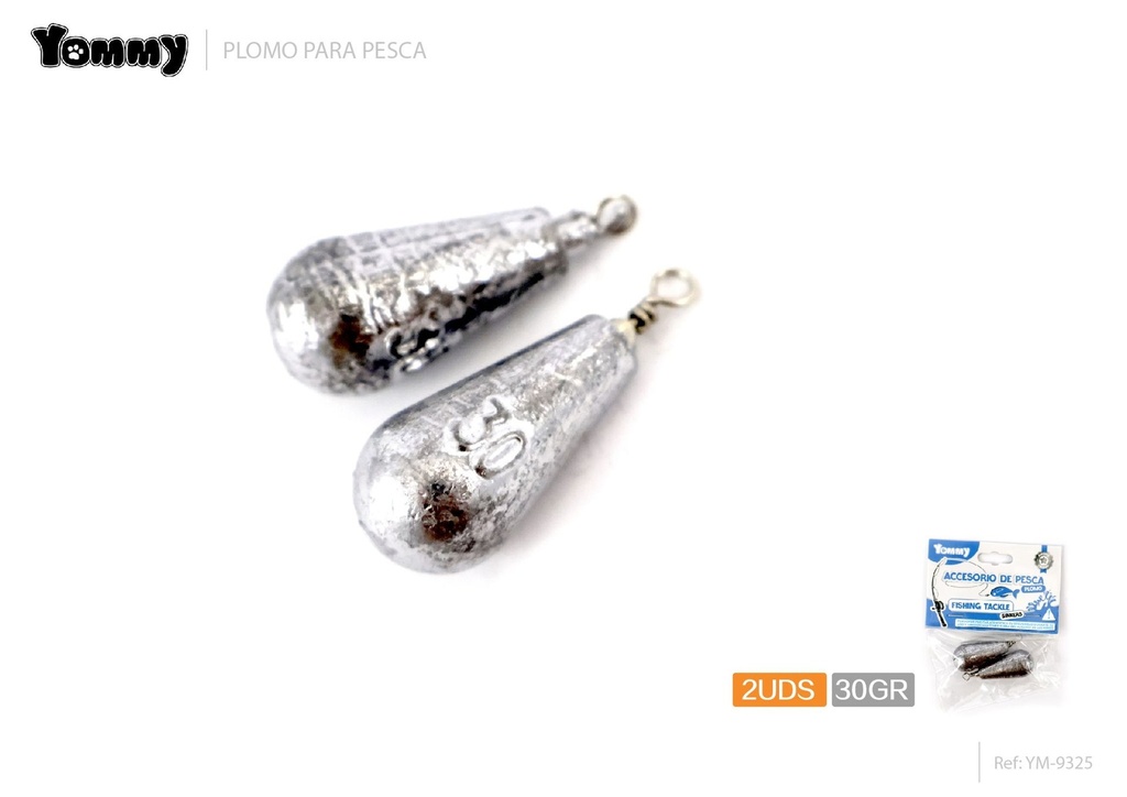Plomo en forma de gota con anillo tipo barril 2pcs 30g para pesca - Herramientas de pesca modernas