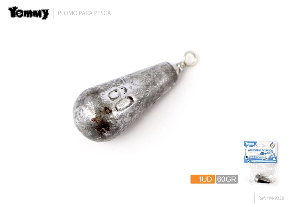 Plomo en forma de gota con anillo tipo barril 1pc 60g para pesca - Herramientas de pesca de calidad