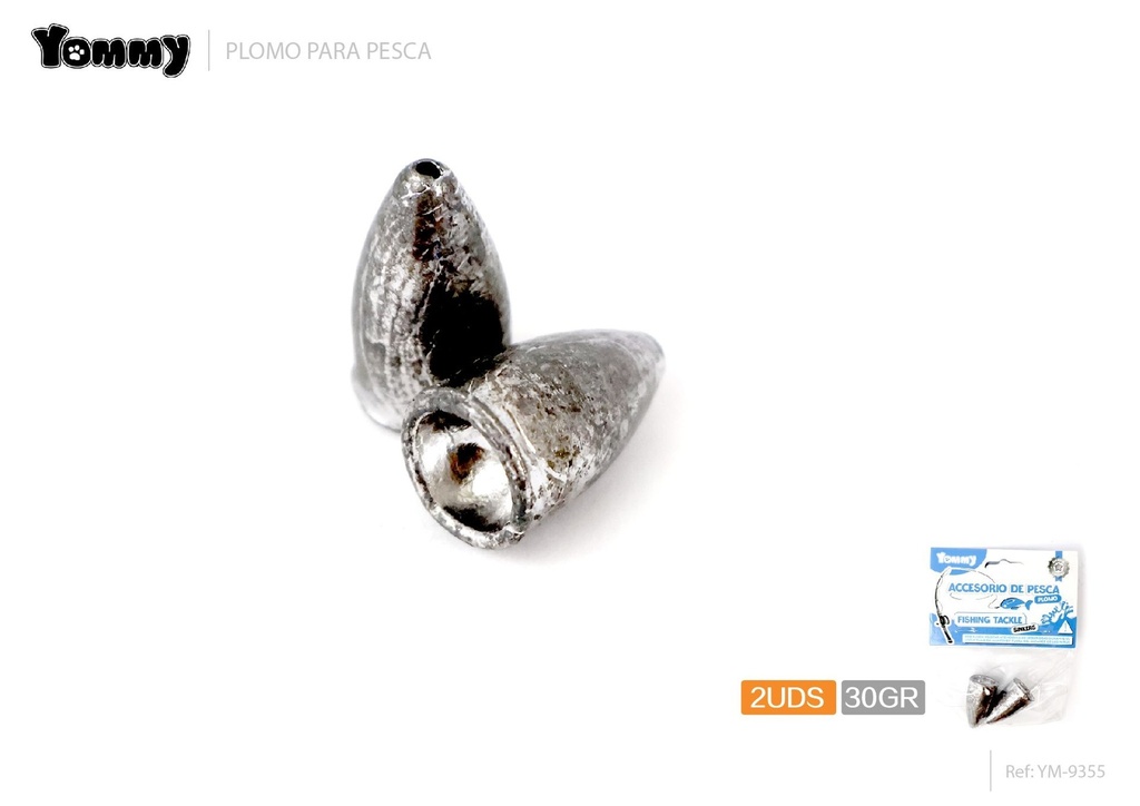 Plomo en forma de bala hueca 2pcs 30g para pesca - Equipos específicos de pesca